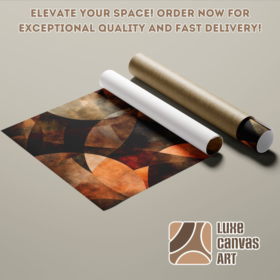 Abstract art Poster Roll in warm earth tones. Elevate your space with Luxe Canvas Art!