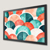 Geometric Layered Circles Art Poster - Vibrant Red and Teal Design