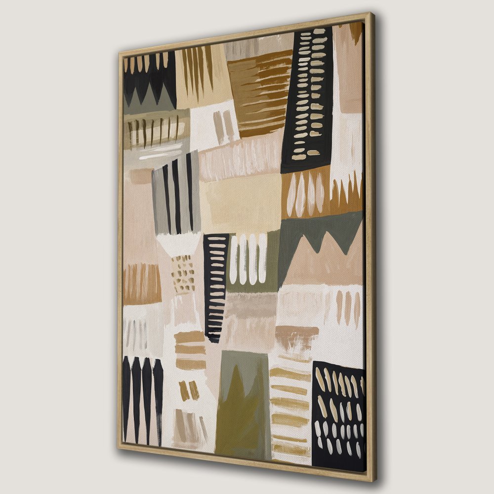 Abstract Canvas Print with geometric design in neutral tones. Modern wall art for living room or bedroom.