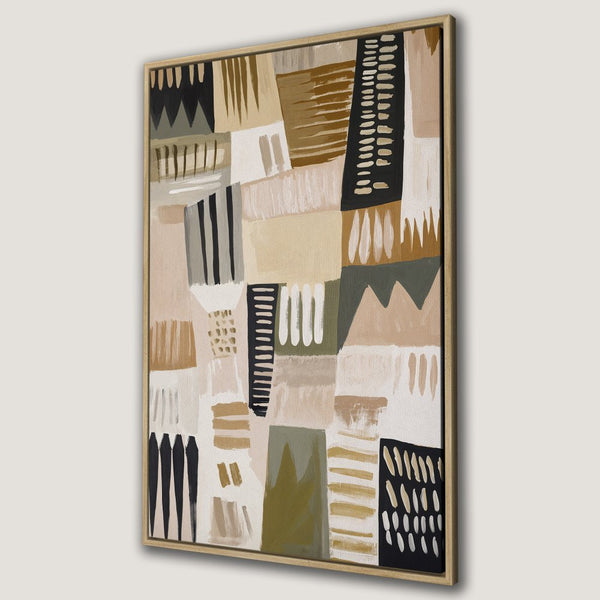 Abstract Canvas Print with geometric design in neutral tones. Modern wall art for living room or bedroom.