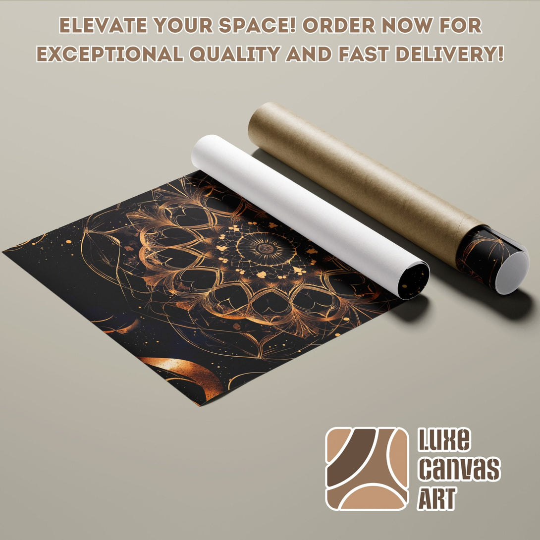 Poster Roll featuring a black and gold abstract design, perfect for modern decor.