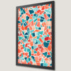 Geometric Mosaic Art Poster with Red, Blue, and Turquoise Accents