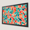 Geometric Mosaic Art Poster with Teal and Red Accents