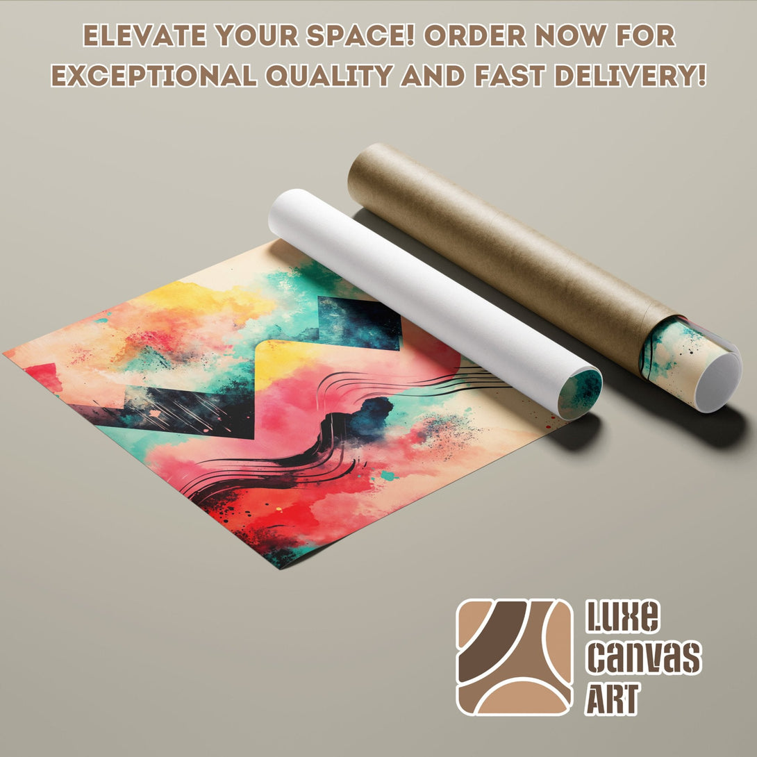 Abstract art Poster Roll with vibrant colors, perfect for home decor.