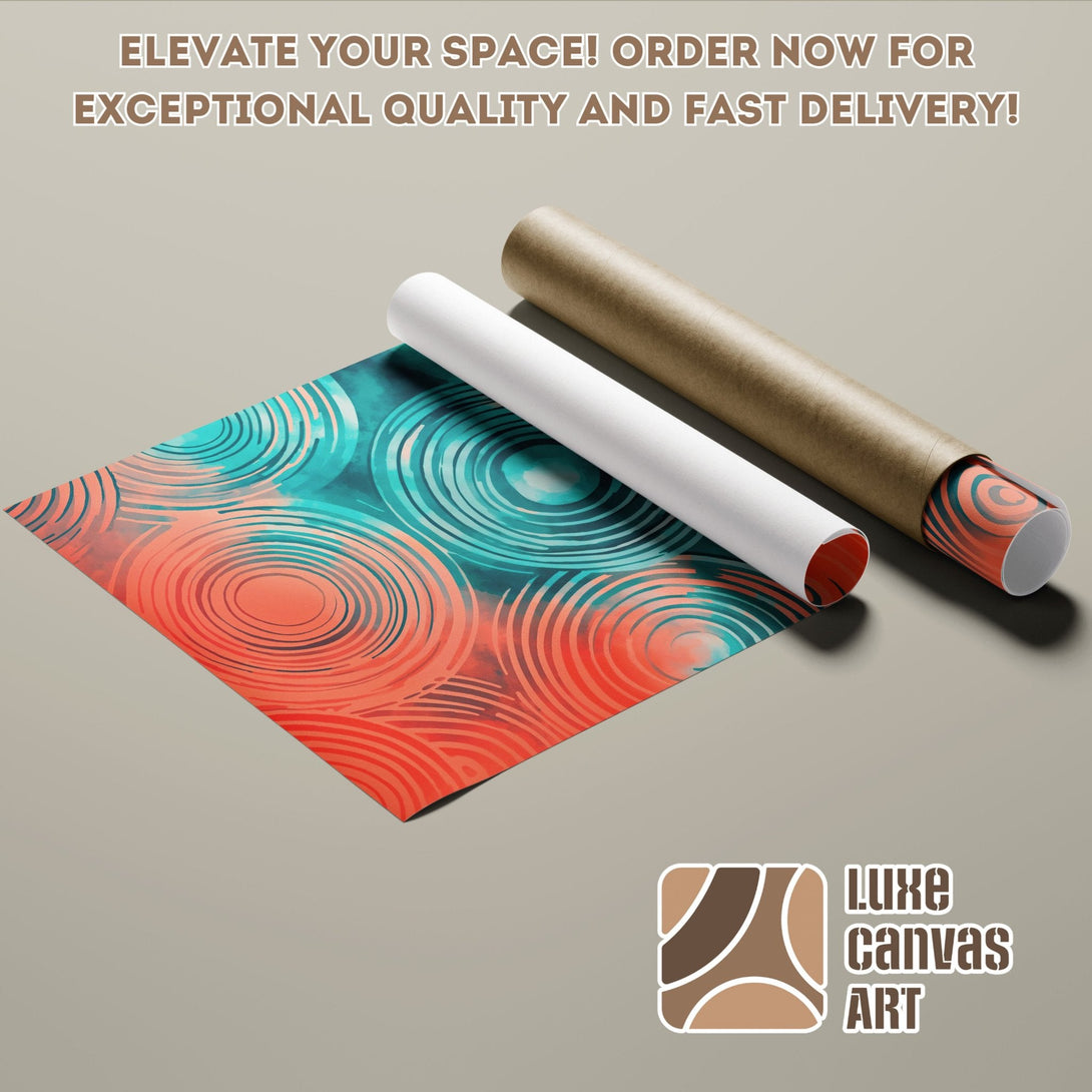 Abstract art Poster Roll with teal and orange color palette. Elevate your space today!