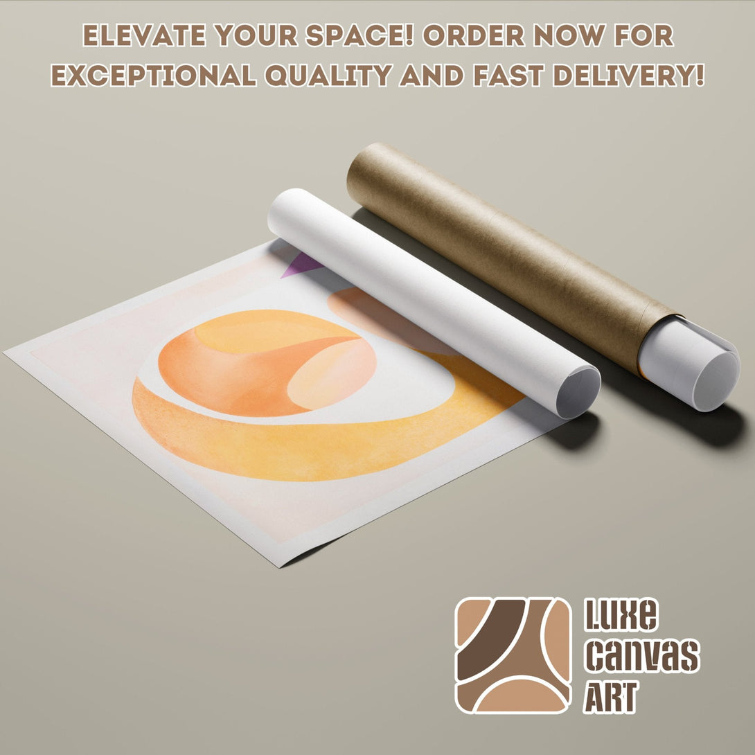 Abstract art poster roll with warm orange and yellow tones. Elevate your space with this stylish Poster!