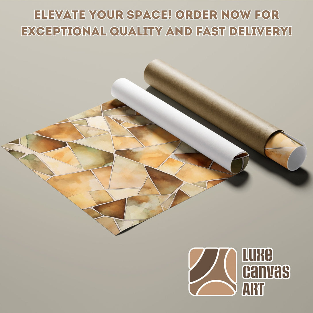 Abstract geometric Poster Roll art in warm earth tones. Elevate your space!