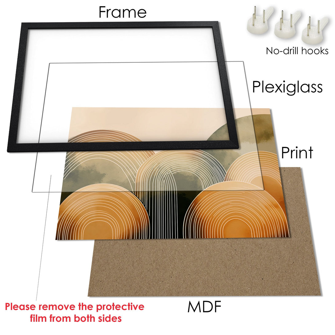 Framed Poster with abstract art in warm earth tones. Modern wall decor for your home!