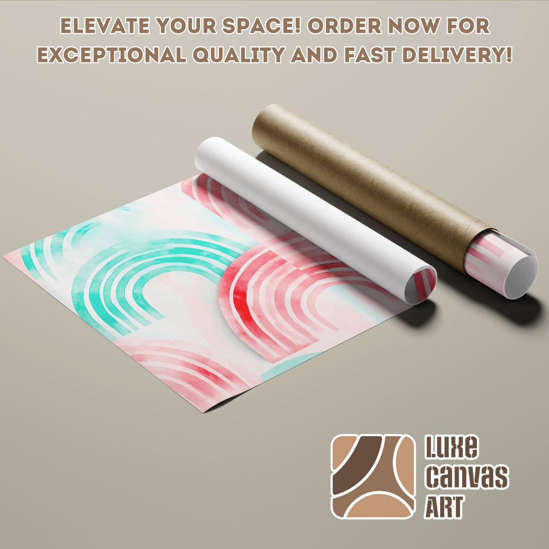 Watercolor Poster Roll with abstract art in teal and red, perfect for your space!