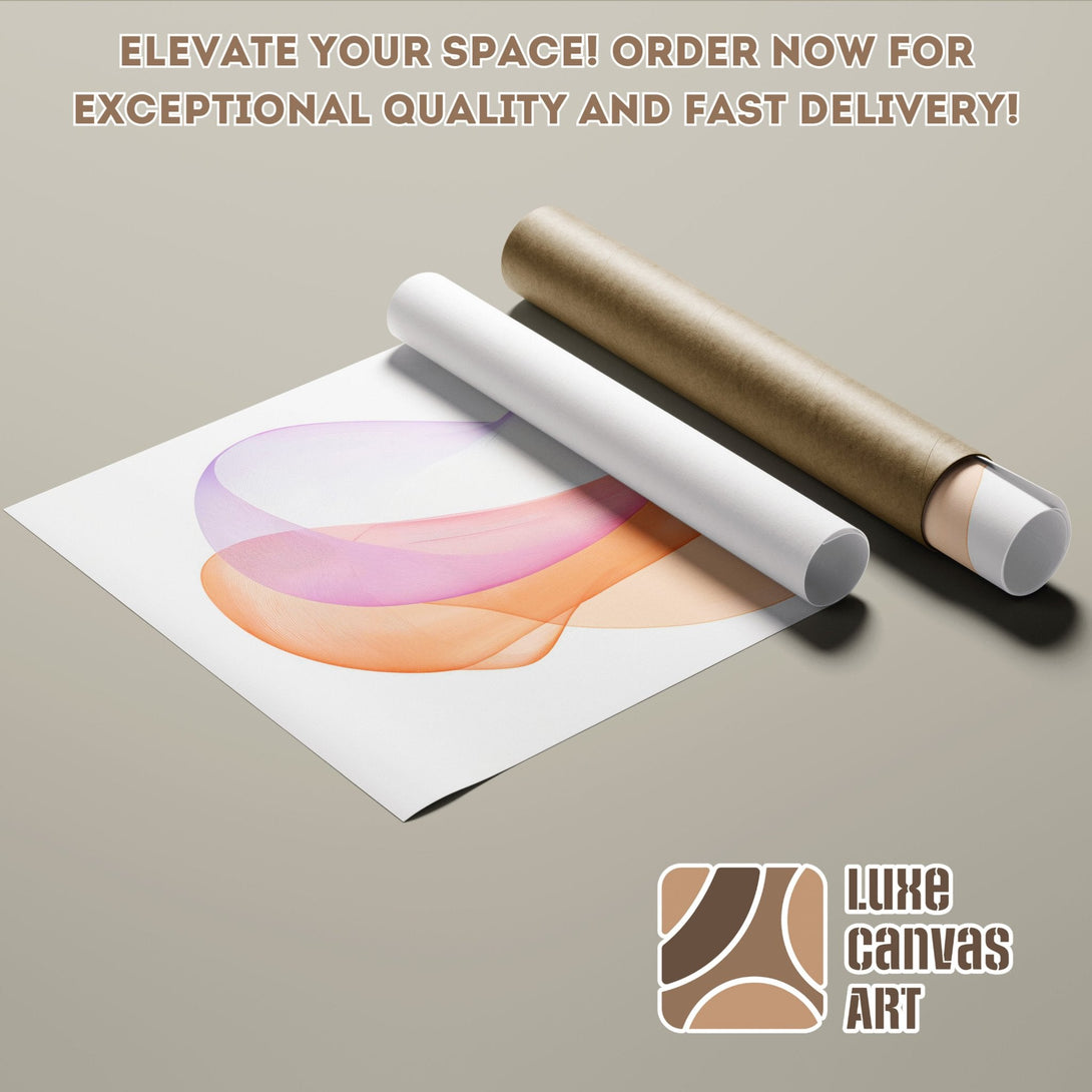 Abstract art Poster Roll in pink, orange, and purple hues. Elevate your space!
