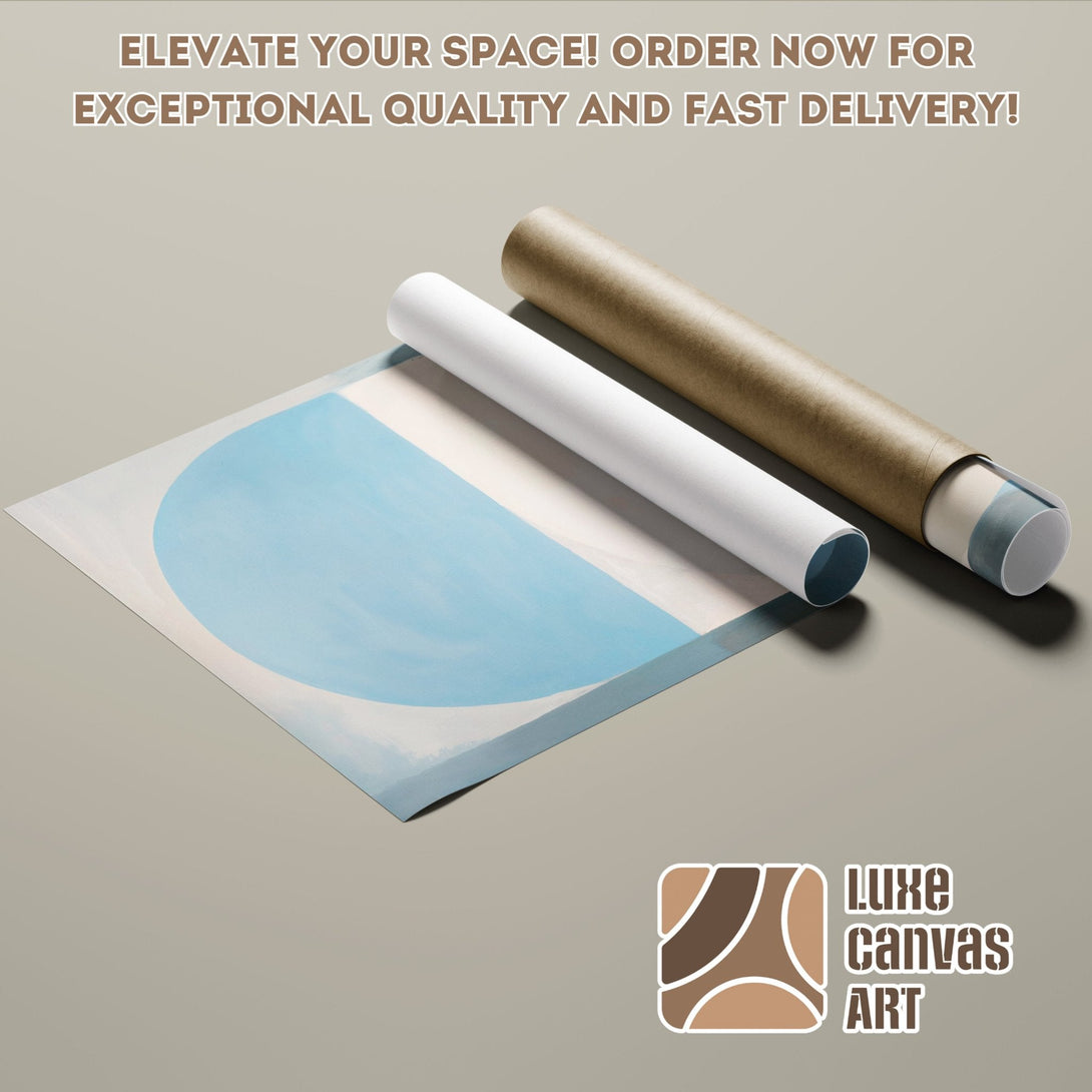 Abstract art poster roll with blue and beige tones. Elevate your space! Order your Poster today!