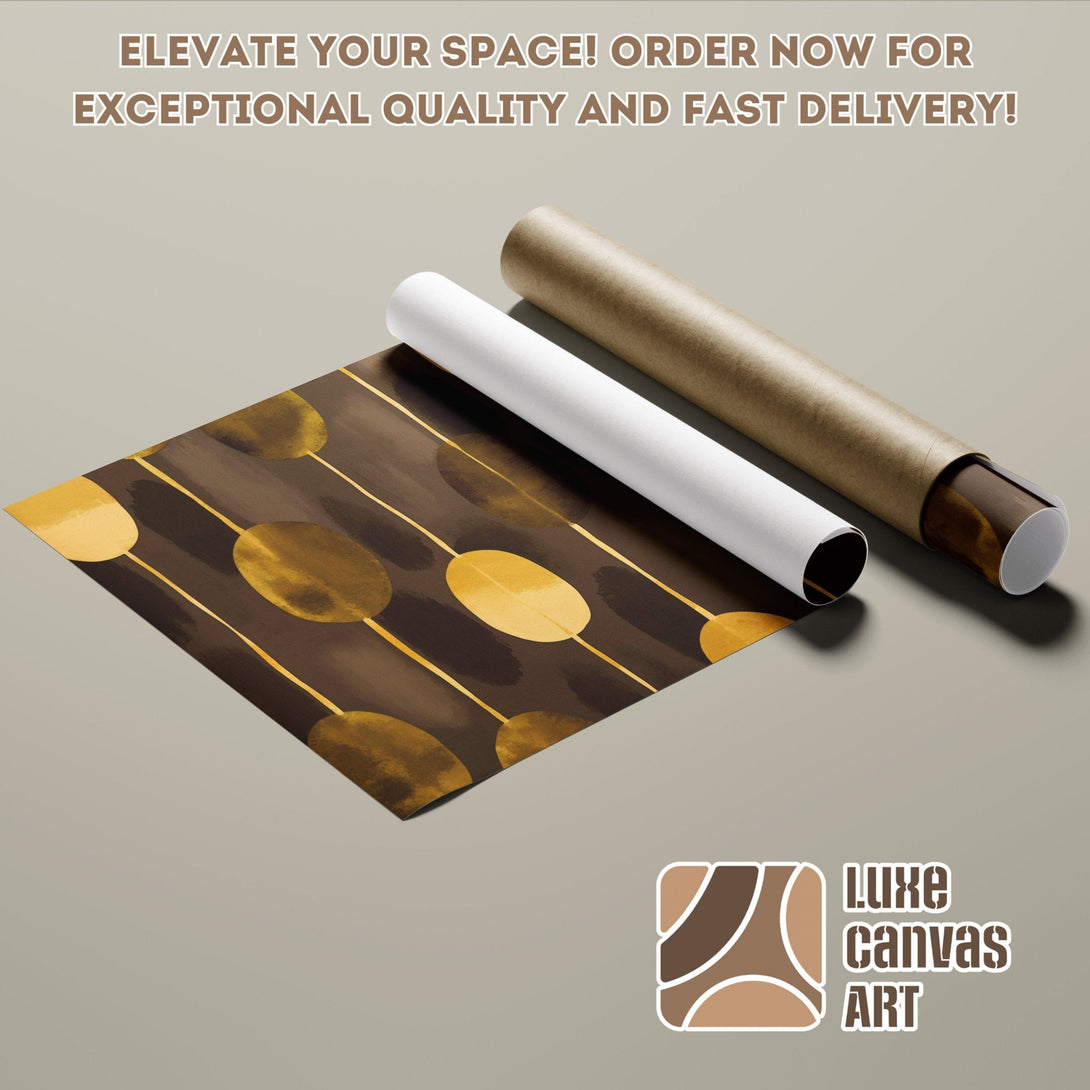 Abstract art Poster Roll in brown and gold color palette. Elevate your space today!