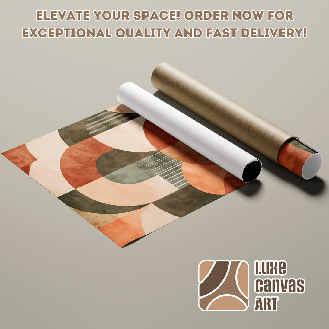 Abstract geometric Poster Roll art in warm earth tones. Elevate your space! Order now.