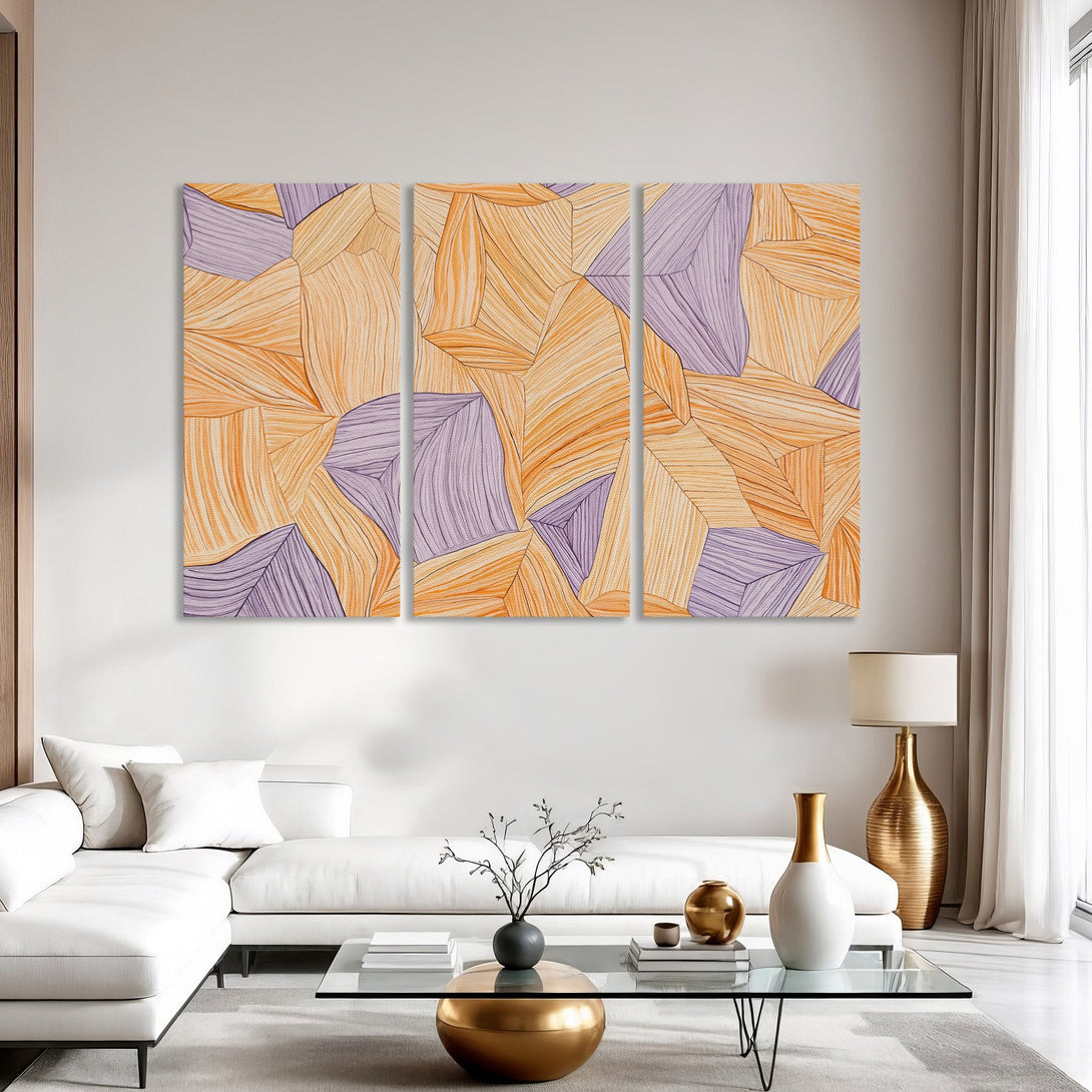 Abstract Canvas Print in warm orange and purple tones. Modern wall art for living room decor.