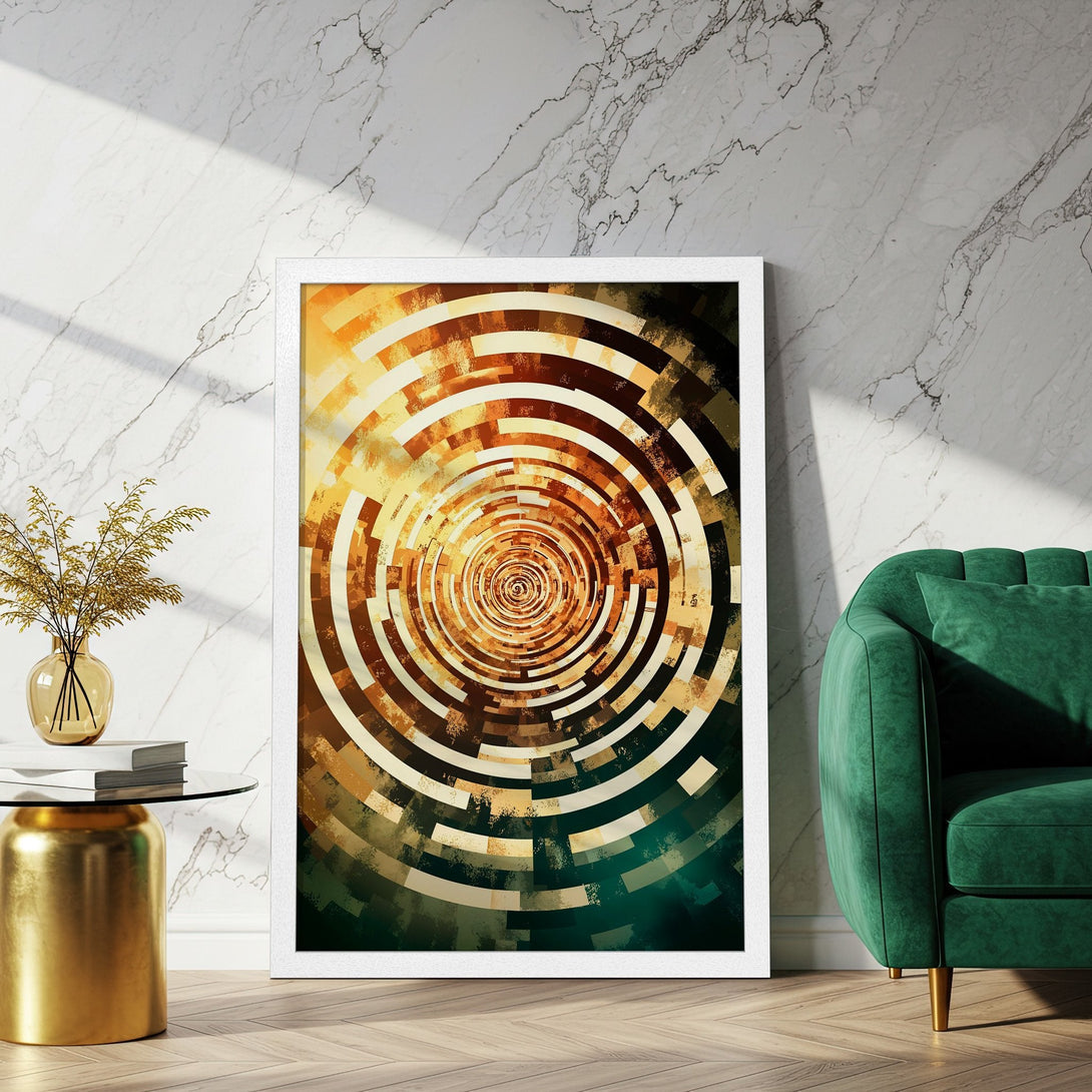 Framed Poster featuring abstract geometric design in warm earth tones. Perfect wall art to elevate your space.
