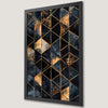 Geometric Triangles Art Poster - Black, Gold, and Blue for Modern Decor