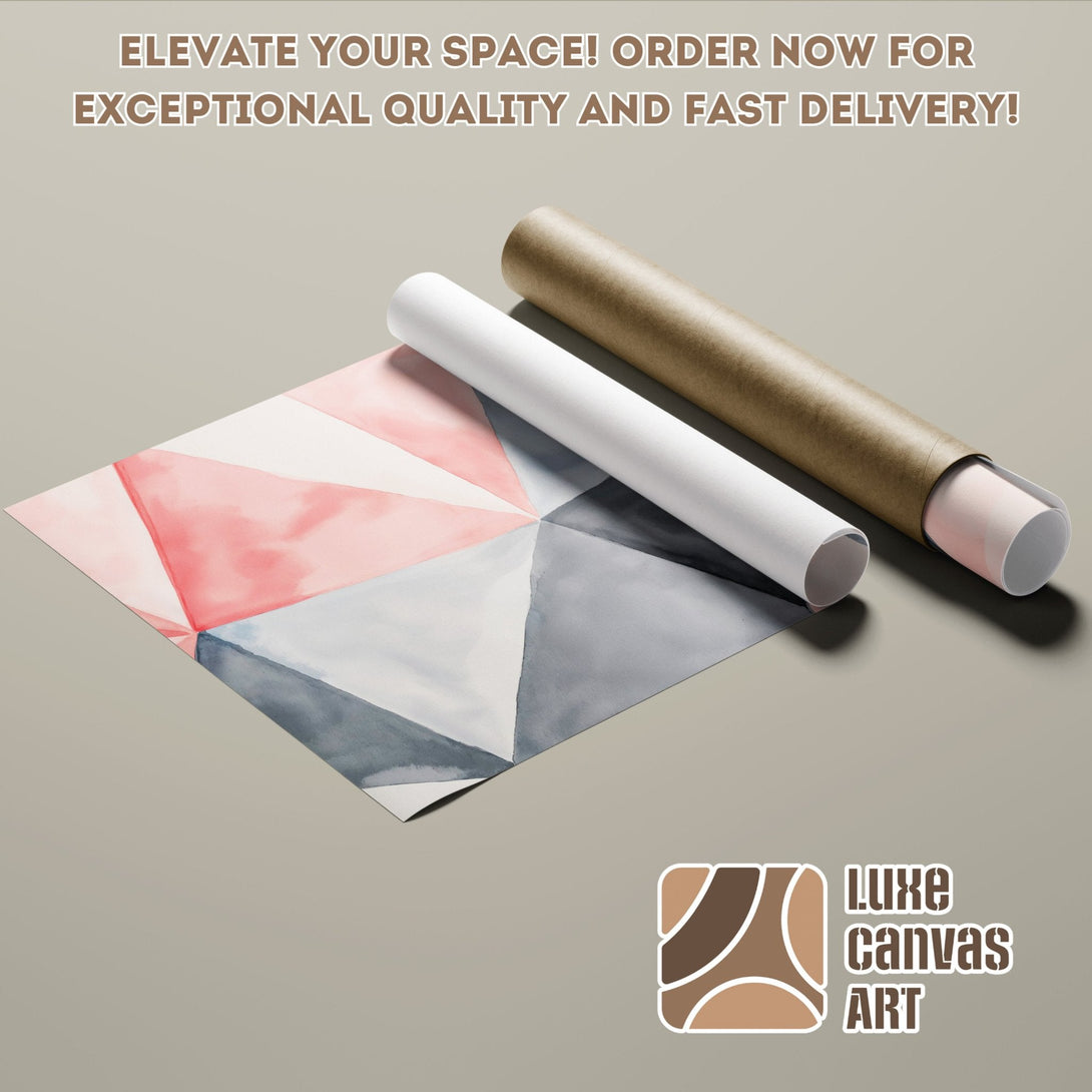 Abstract watercolor Poster Roll in pink, gray, and white. Elevate your space with stylish art!