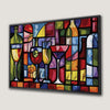 Geometric Wine Bottles and Cocktails Canvas Print Art