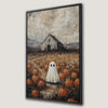 Ghost and Pumpkin Haunted Barn Canvas Print Wall Art