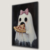 Ghost Eating Pizza Canvas Print Cute Whimsical Wall Art