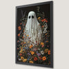 Ghost in Flowers Art Poster for Halloween - Spooky Wall Decor
