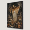 Ghost in Moonlit Forest Canvas Print with Wildflowers