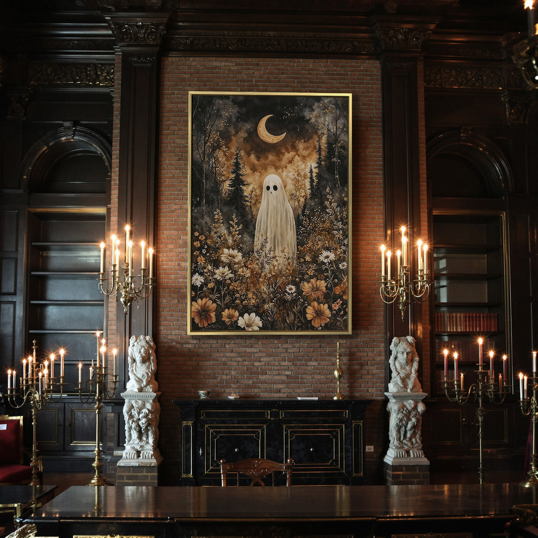 Canvas Print: Spooky ghost art in a moody, autumnal color palette. Perfect Halloween wall decor!