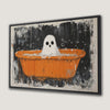 Ghost in Orange Bathtub Whimsical Canvas Print