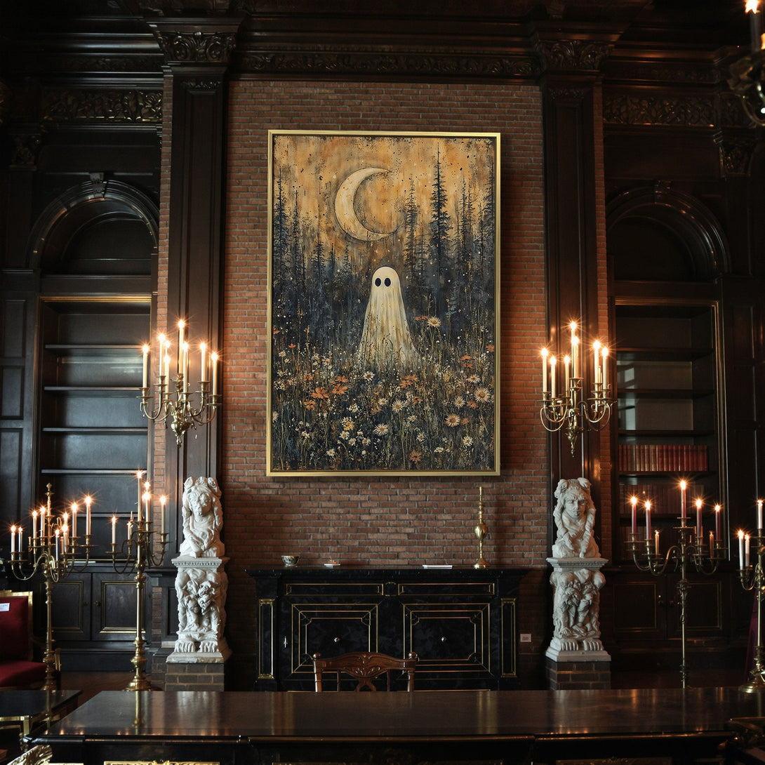 Canvas Print: Spooky ghost art in a moody, autumnal color palette. Perfect Halloween decor!