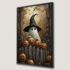 Ghost Wearing Witch Hat Canvas Print for Halloween Decor