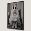 Ghost with Pink Bow on Toilet Canvas Print Fun Decor