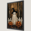 Ghostly Halloween Scene Art Poster - Spooky Autumn Decor