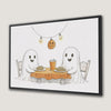 Ghosts Eating Spaghetti Canvas Print Funny Halloween Art