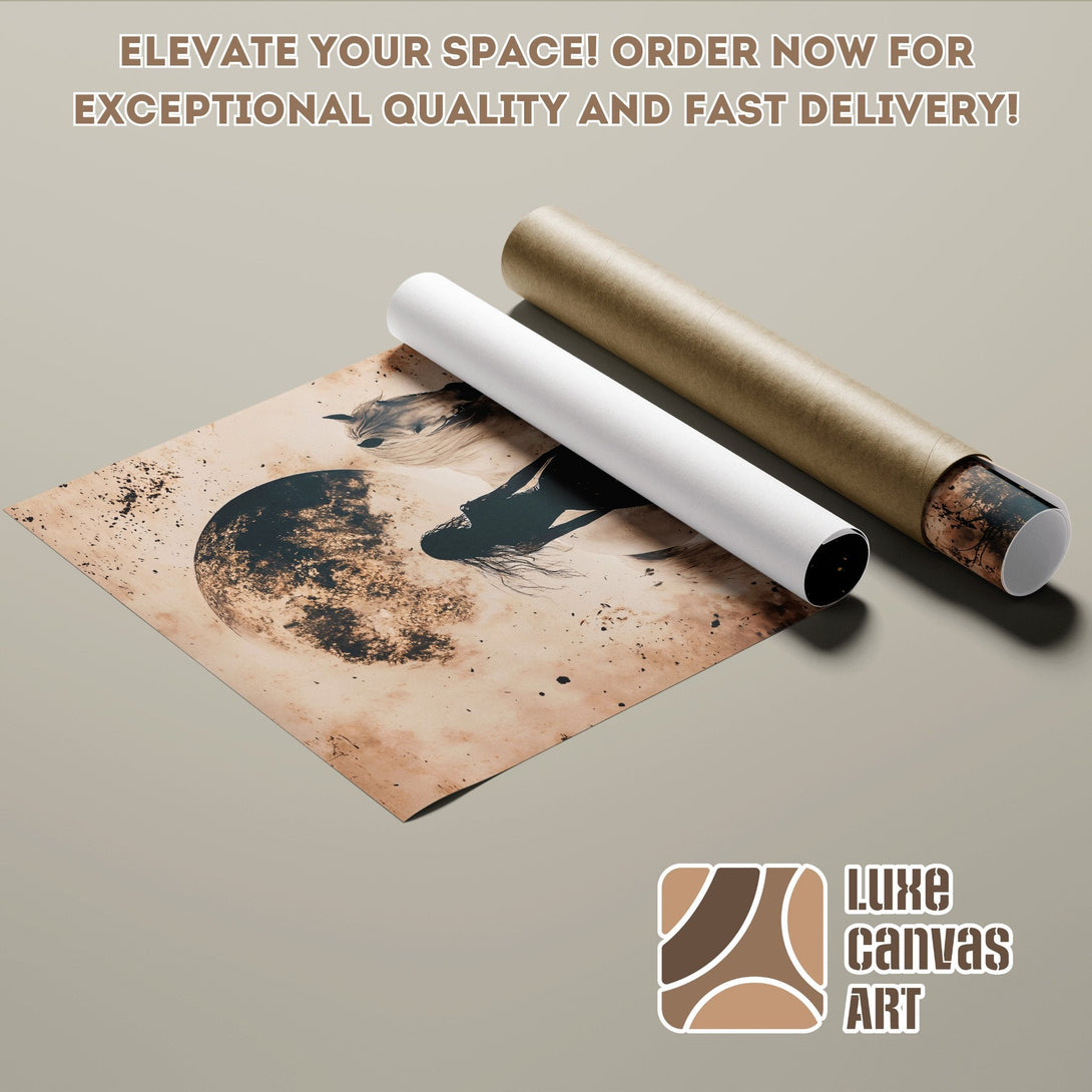 Moon art Poster Roll in sepia tones. Elevate your space with this unique wall art! Order now!