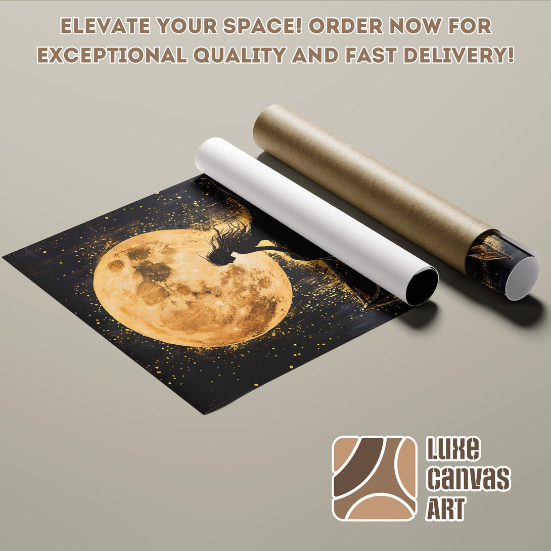 Poster Roll featuring a celestial design with a black, gold, and beige color palette. Order now!