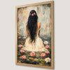 Girl in Pond Art Poster - Enchanting Floral Wall Decor