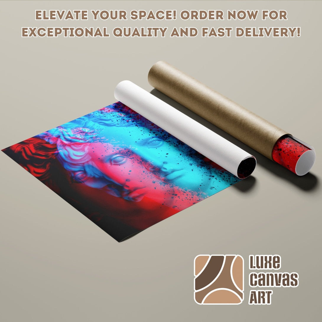 Poster Roll featuring a vibrant, modern art style with a red and blue color palette. Order now!