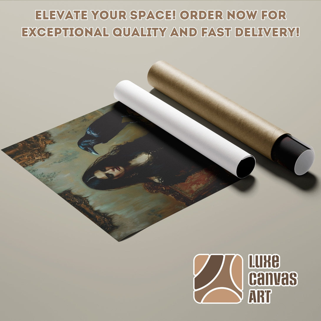 Poster Roll featuring a gothic portrait with a dark color palette. Elevate your space with this stunning art!
