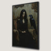 Gloomy Woman with Black Raven Canvas Print Gothic Art