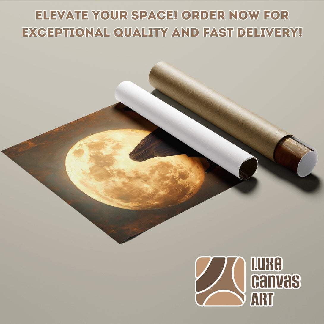Moon Poster Roll, warm tones, vintage style. Elevate your space with Luxe Canvas Art!