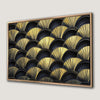 Gold and Black Abstract Canvas Print with Elegant Patterns