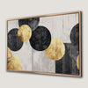 Gold and Black Circles Canvas Print with Geometric Lines