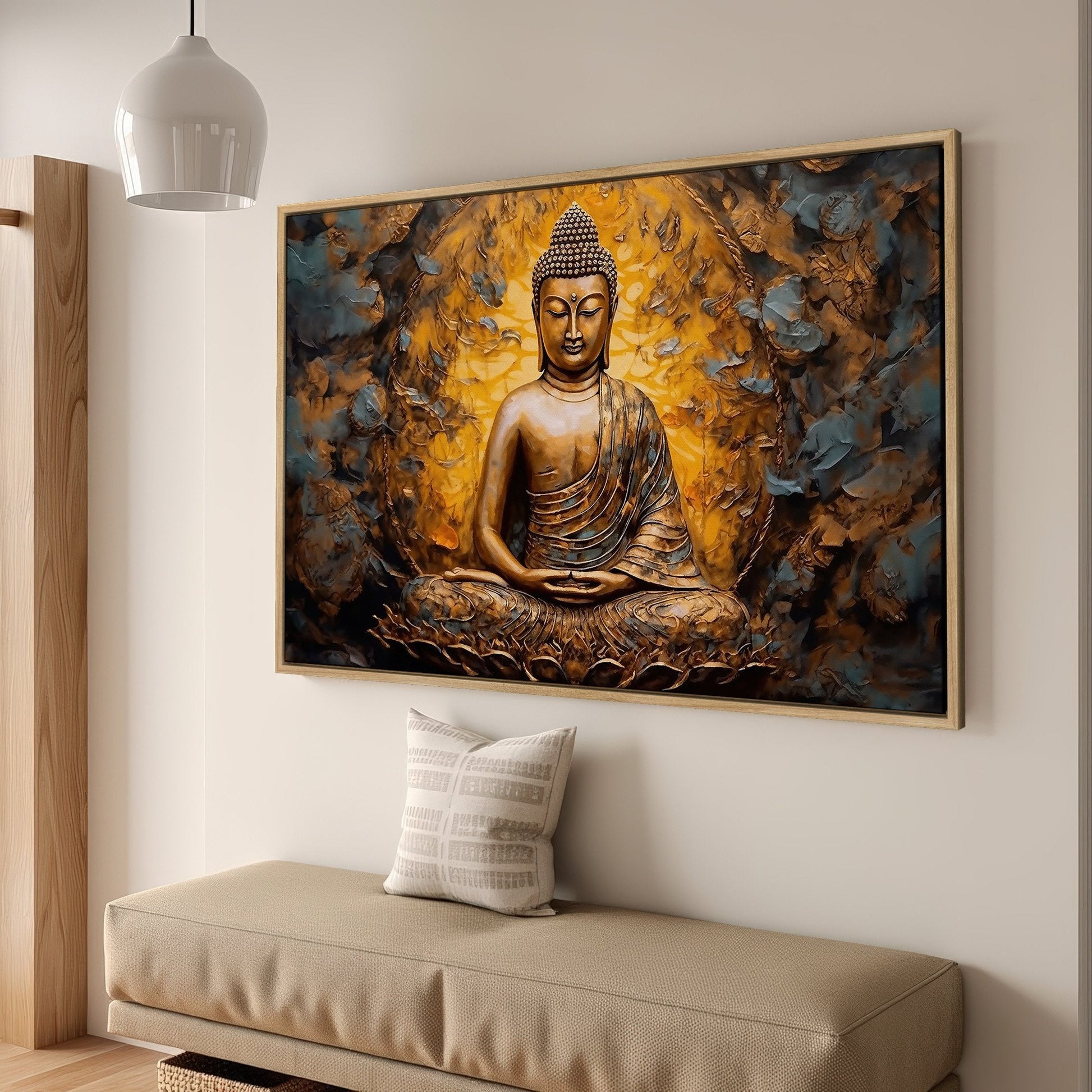 Gold Buddha Meditation Canvas Print Asian Wall Art
