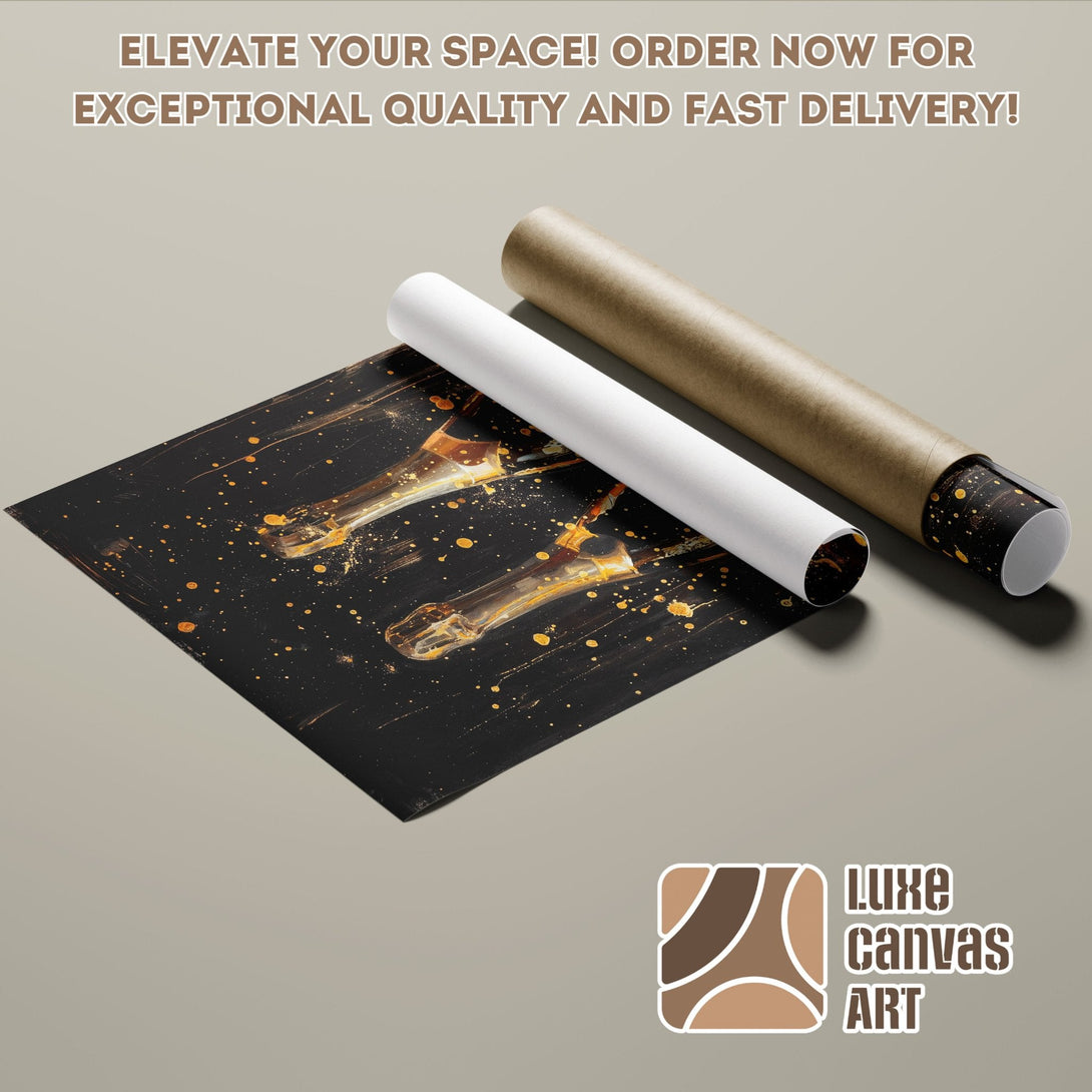 Poster Roll featuring abstract art with black, gold, and brown color palette. Elevate your space!