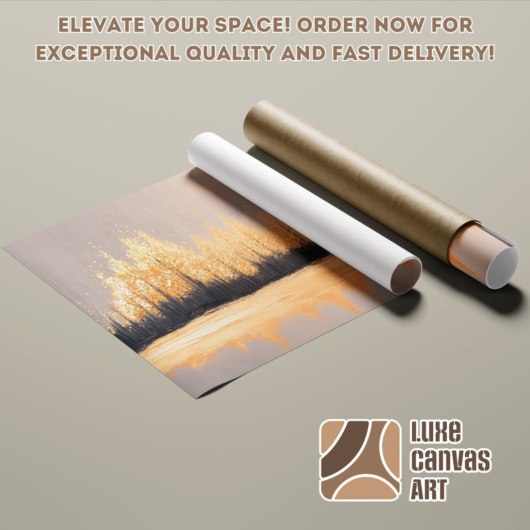 Abstract landscape Poster Roll in neutral tones. Elevate your space with this art print!