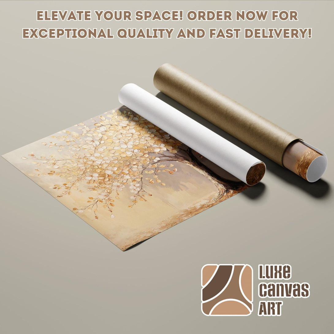 Poster Roll featuring a botanical art print in warm neutral tones. Elevate your space!