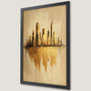 Golden City Silhouette Art Poster - Modern Urban Decor