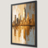 Golden Cityscape Reflection Art Poster for Luxury Home Decor