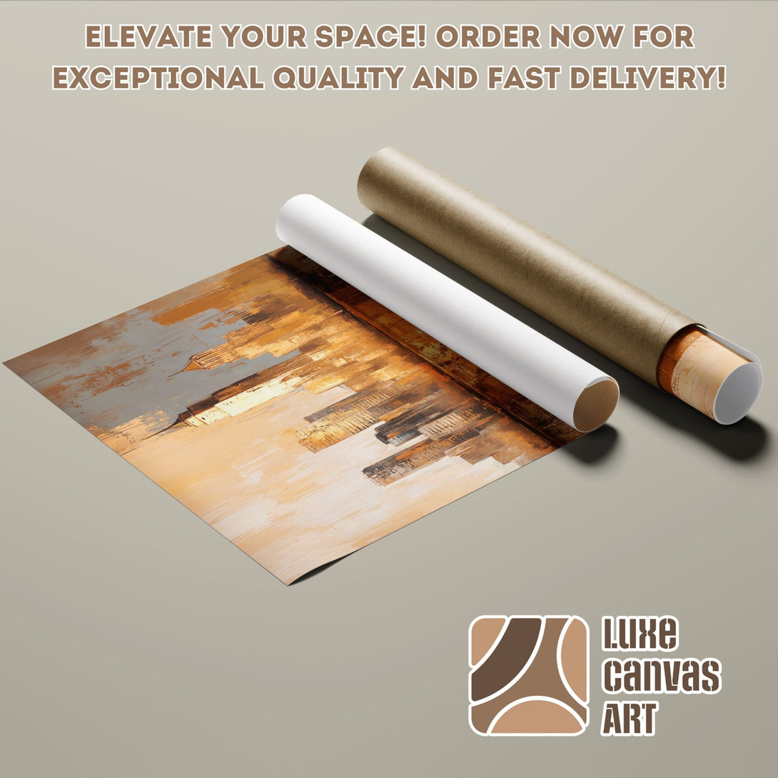 Abstract art Poster Roll in warm earth tones, perfect for home decor. Order your art print today!