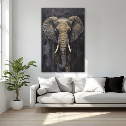 Golden Elephant Wall Decor Canvas Print